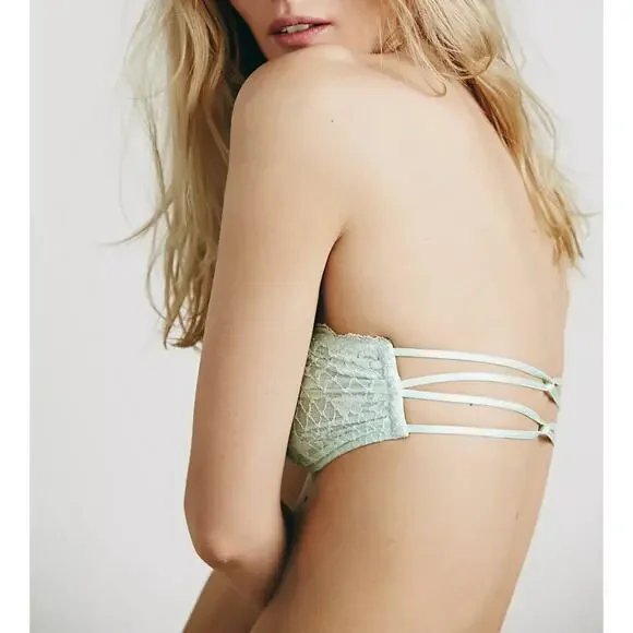 SOLD OUT Free People Intimately Free Lace Bandeau in Mint Lagoon Blue Size XS - Picture 2 of 6